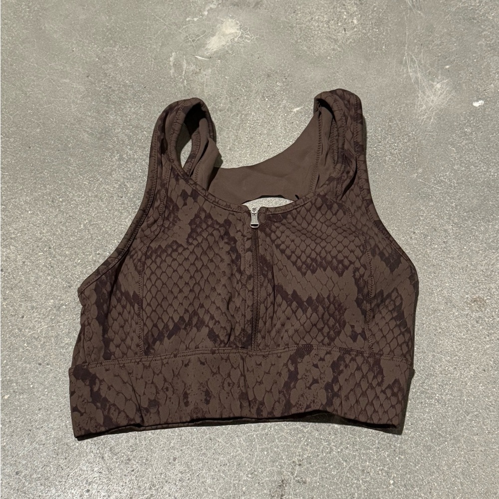 brown snake skin VARLEY sports bra top